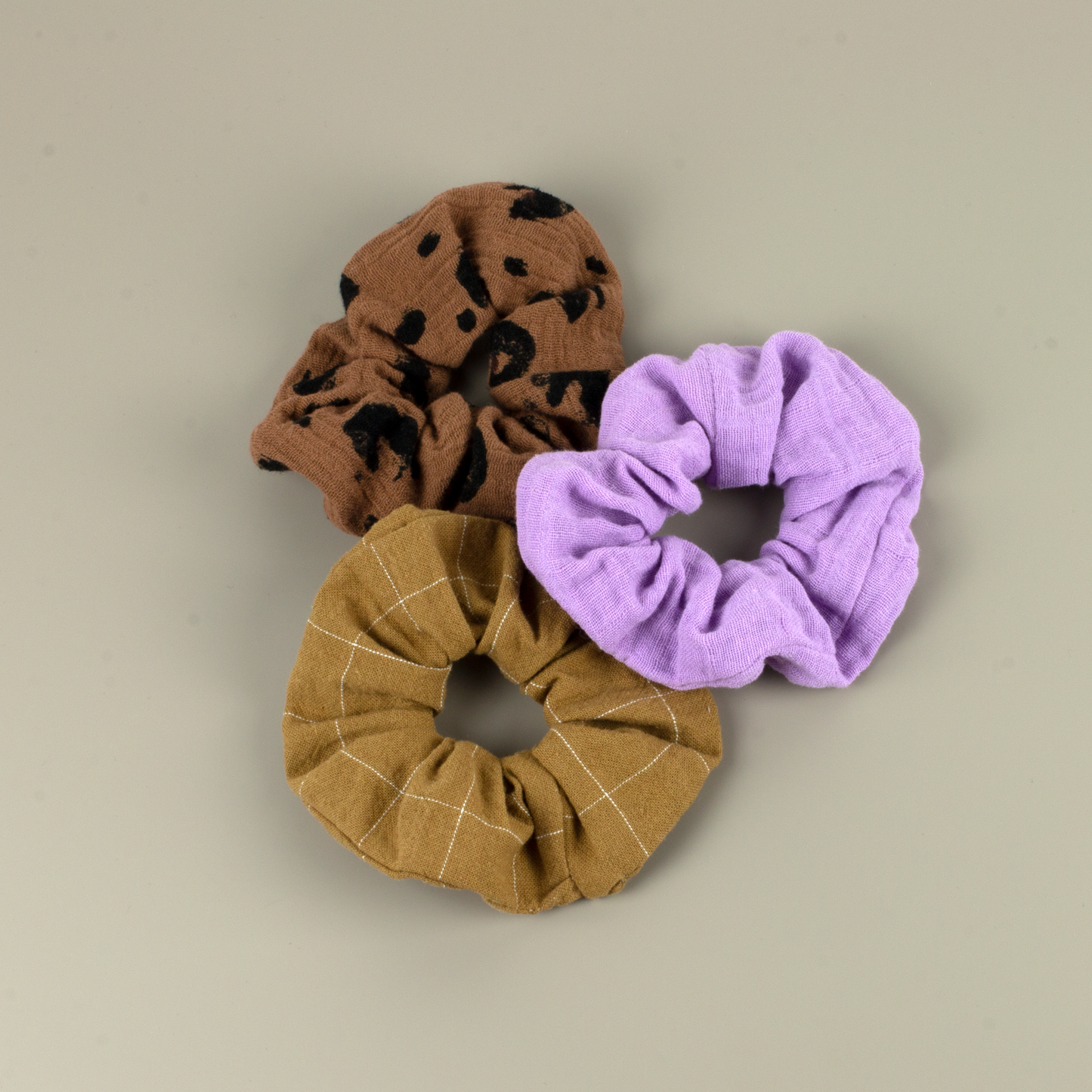 PalomaZoo Scrunchies Set Leo, Lila & Ocker Karo